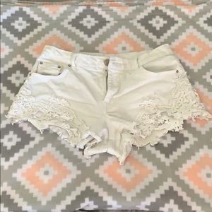 White jean shorts